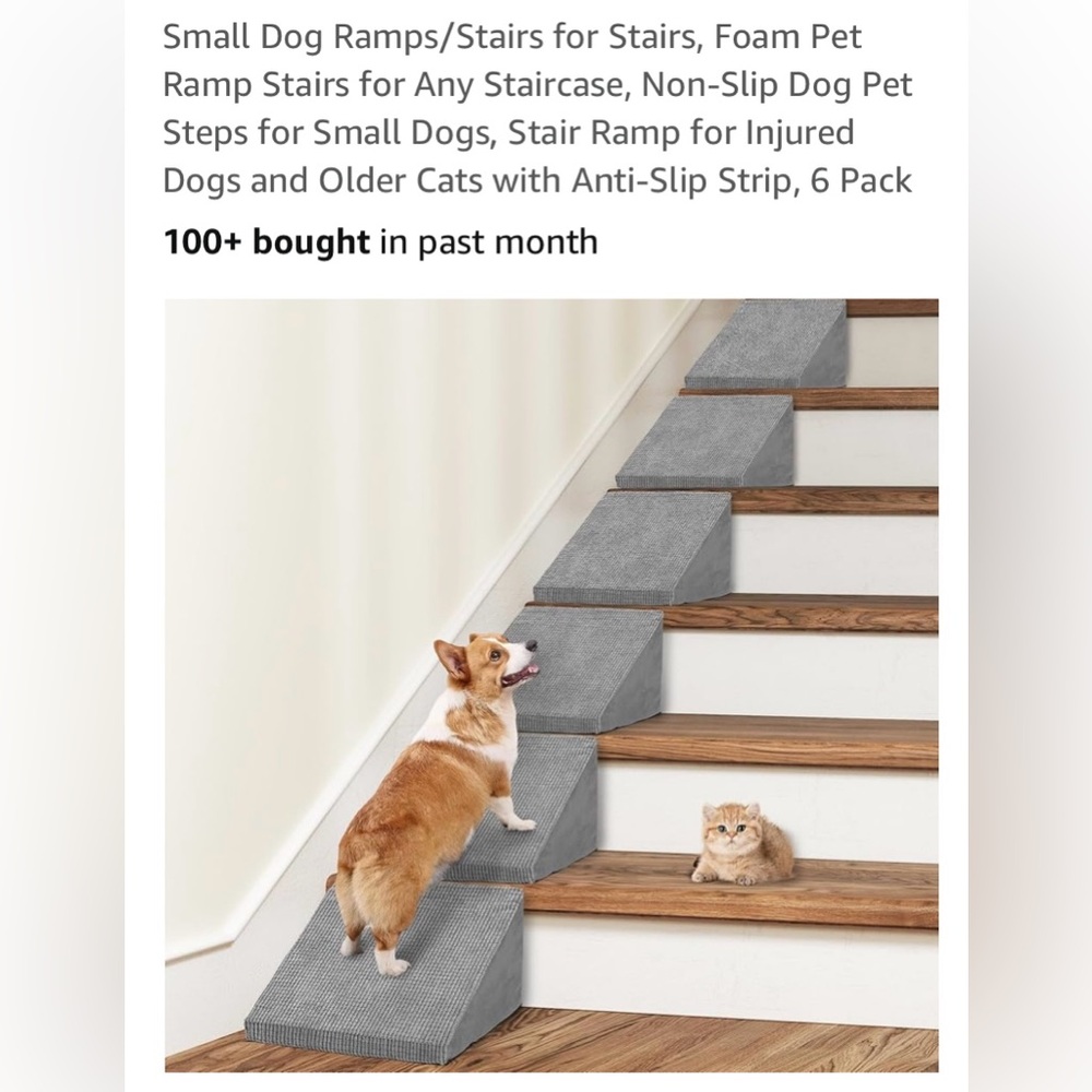 Small Dog Ramps/Stairs for Stairs, Foam Pet Ramp Stairs, 6 Pack - Picture 2 of 2